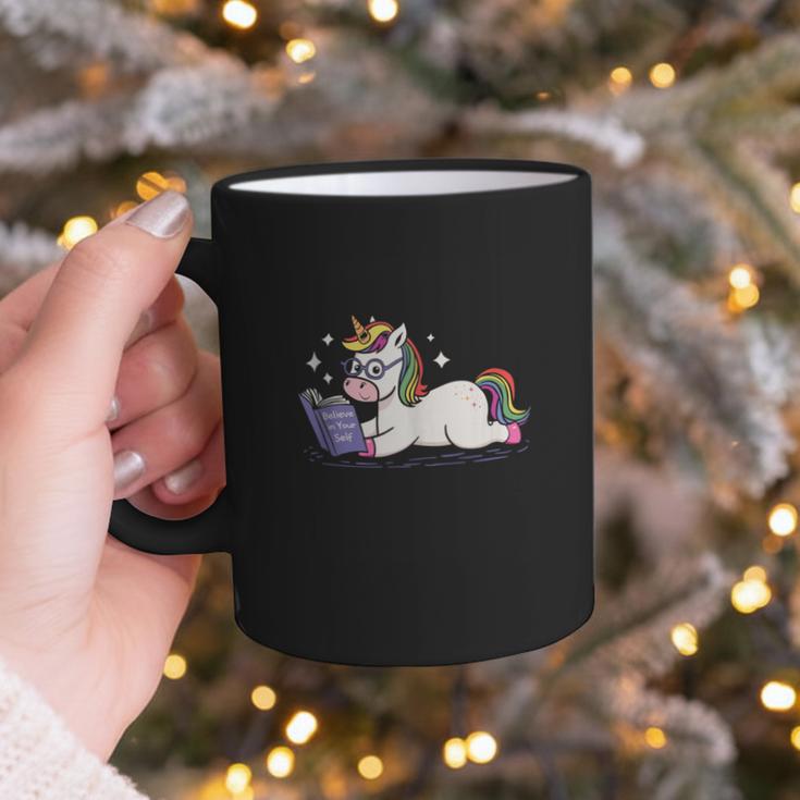 Unicorn Bookworm Believe In Yourself Cute And Inspirational Graphic Print Coffee Mug