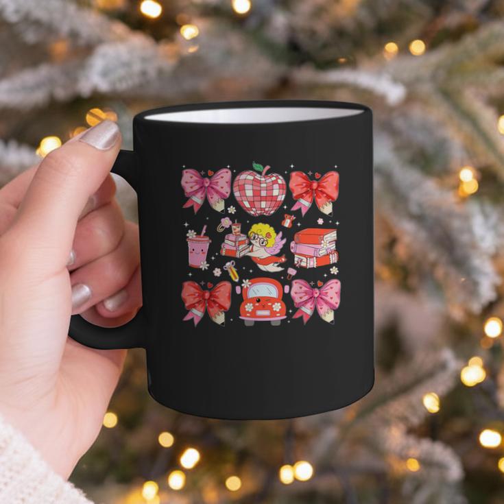Valentine Cupid Coquette Pink Bow Apple Books Teacher Graphic Print Coffee Mug