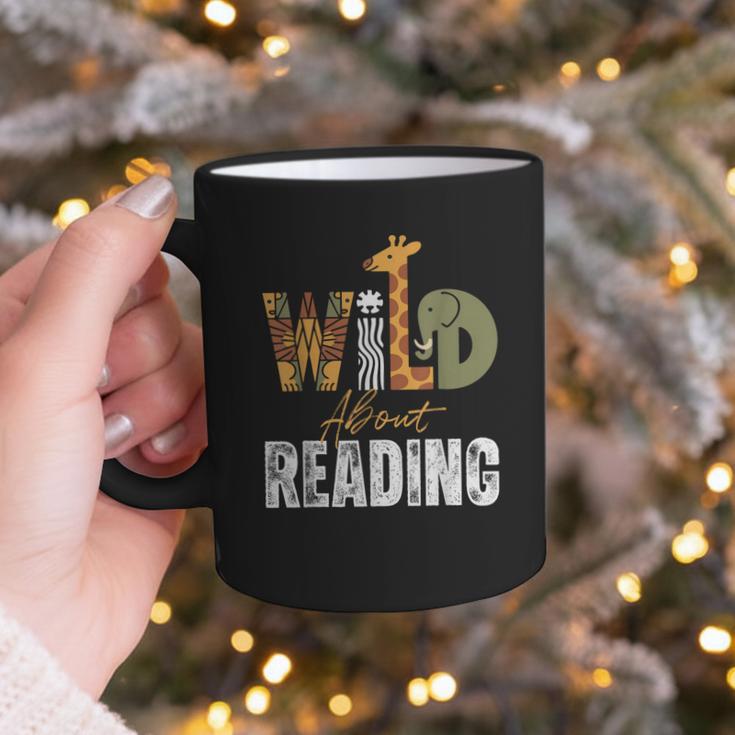 Wild About Reading Books Animal Theme Bookworm Library Day Graphic Print Coffee Mug