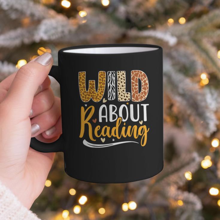 Wild About Reading Lover Bookworm Library Teacher Zoo Animal Graphic Print Coffee Mug