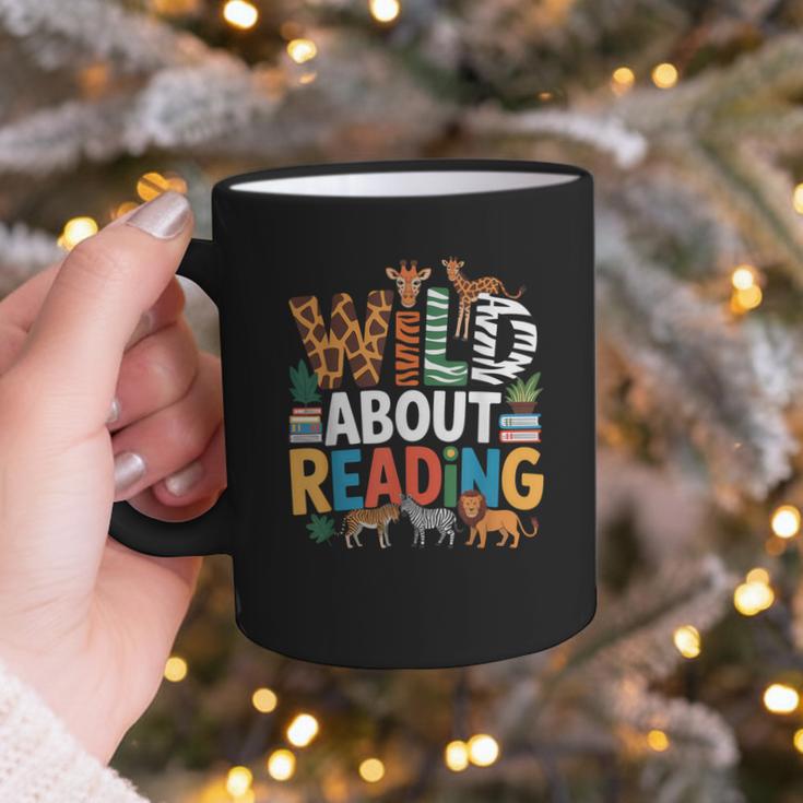 Wild About Reading Zoo Animals Books Reader Lover Graphic Print Coffee Mug