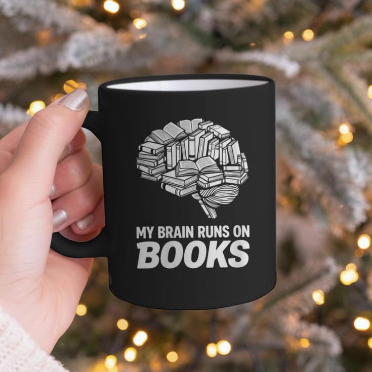 Women's My Brain Runs On Books Reading Bookworm Men Women Graphic Print Coffee Mug