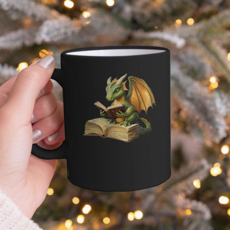 Women's Dragon Bookworm Reading Book Graphic Graphic Print Coffee Mug