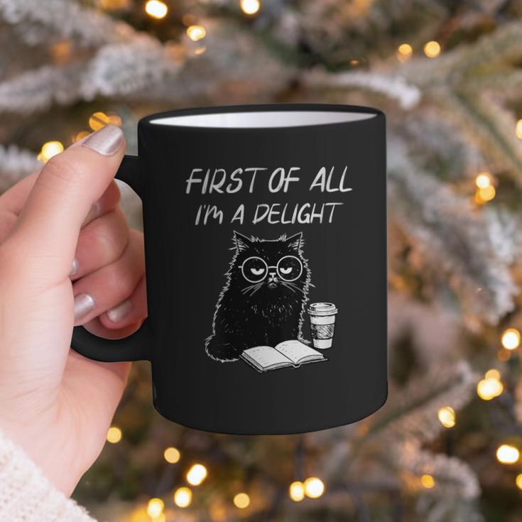 Women's First Of All I’m A Delight Cute Cat Books Coffee Humor Graphic Print Coffee Mug
