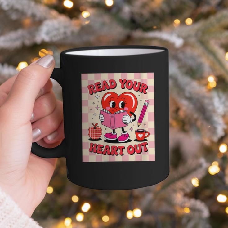 Women's Read Your Heart Out Groovy Bookish Valentine Day Women Girls Graphic Print Coffee Mug