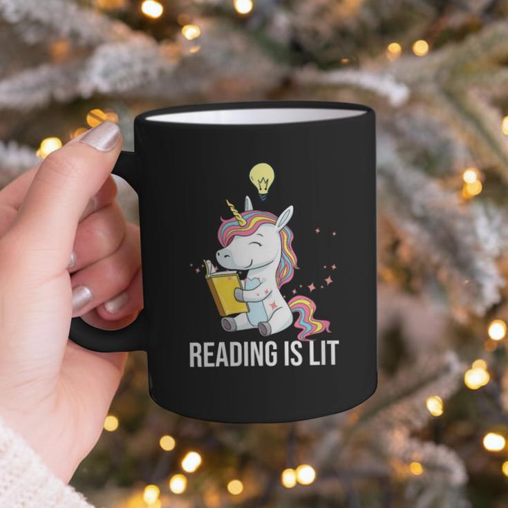 Women's Reading Is Lit Unicorn Library English Teacher Book Lover Graphic Print Coffee Mug