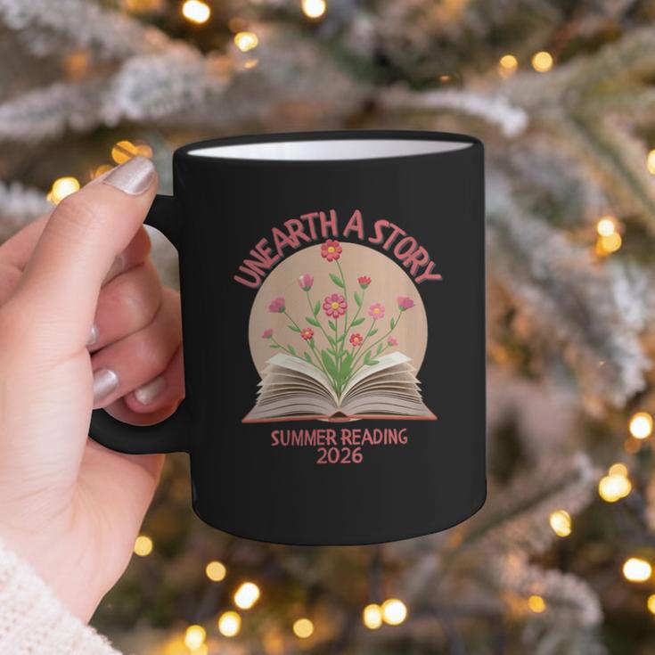 Women's Unearth a Story 2026 Summer Reading Program Flowers Book Graphic Print Coffee Mug