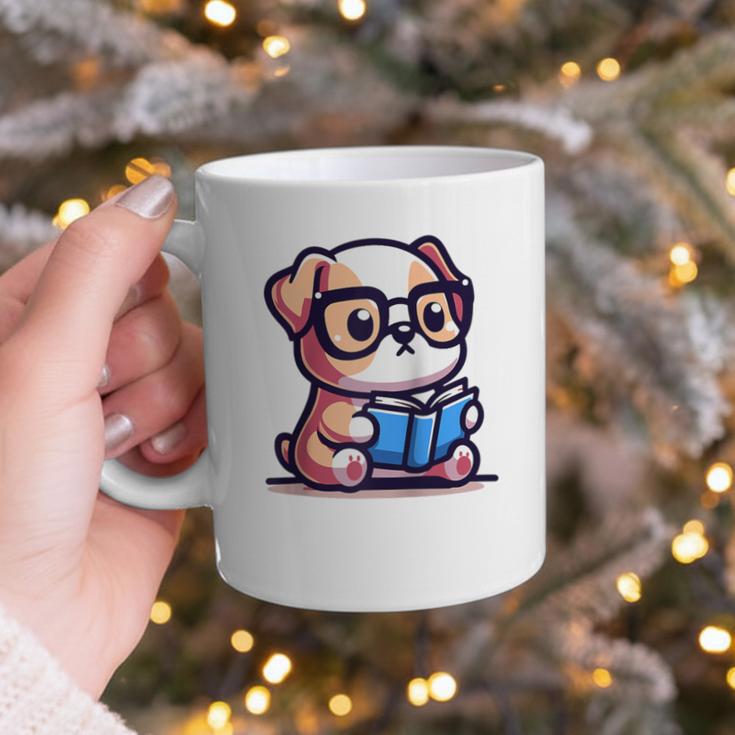 Adorable Book Lover Bulldog With Reading Glasses Cute Raglan Baseball Tee Graphic Print Coffee Mug