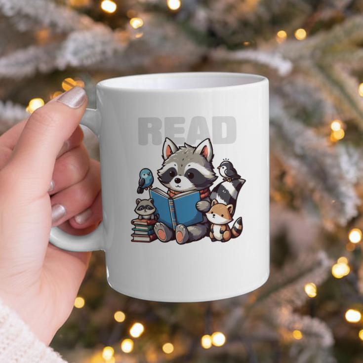 Animals Raccoon Reading Book Librarian Across America Kids Graphic Print Coffee Mug