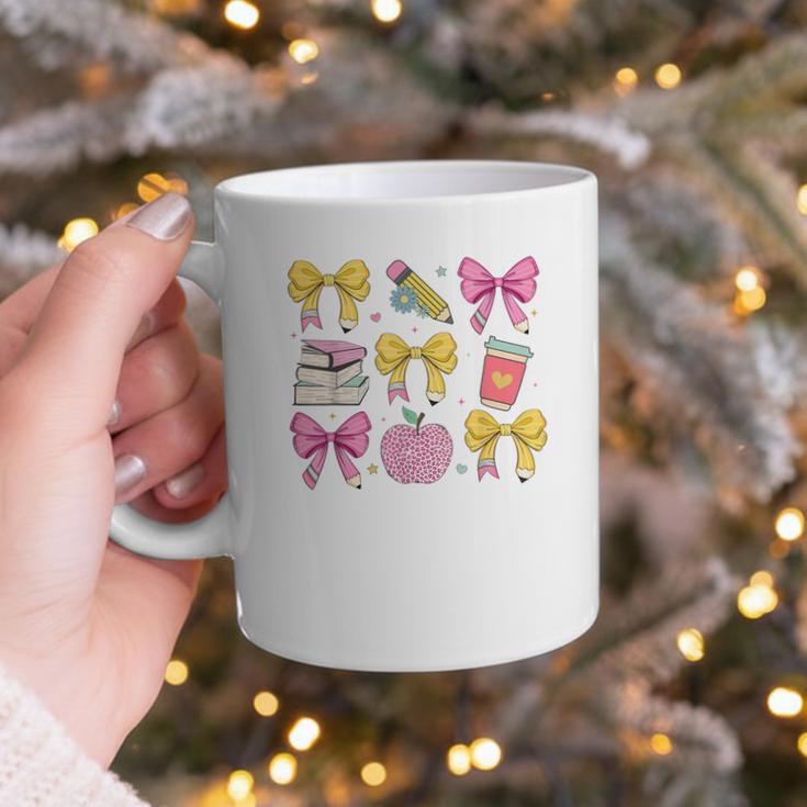 Apple Coquette Bow Books First Day Of School Back To School Graphic Print Coffee Mug Apple Coquette Bow Books First Day Of School Back To School Graphic Print Coffee Mug