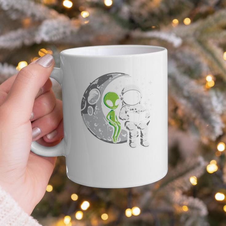 Astronaut Reading Book To Alien Moon Space Women Kids Men Premium Tri-Blend Graphic Print Coffee Mug