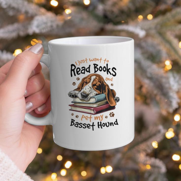 Basset Hound Dog Breed I Just Want To Read Books And Pet My Graphic Print Coffee Mug