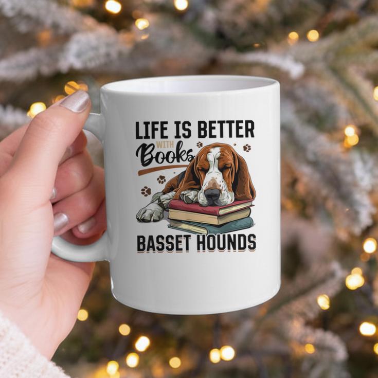 Basset Hound Dog Breed Life Is Better With Books And a For Men Women Girls Kids Graphic Print Coffee Mug