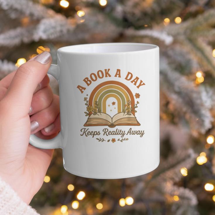 A Book A Day Keeps Reality Away Reading Graphic Print Coffee Mug