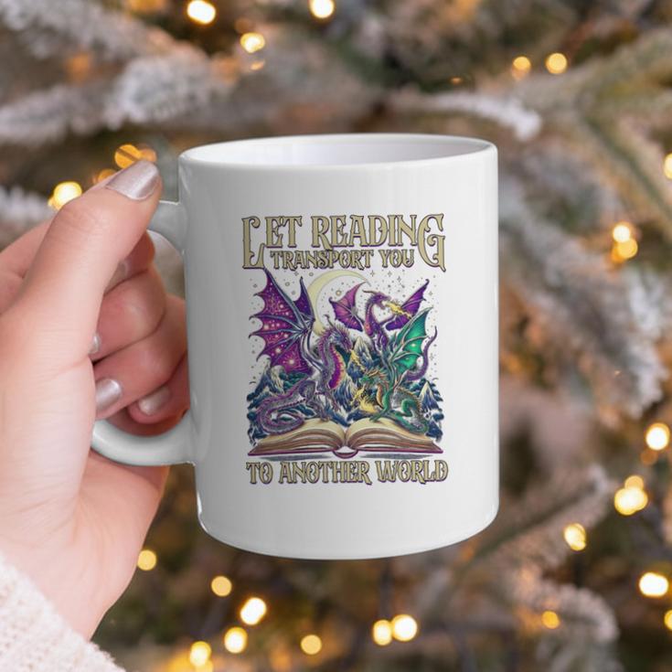 Book Lover Dragon Reading Transport You To Another World Graphic Print Coffee Mug