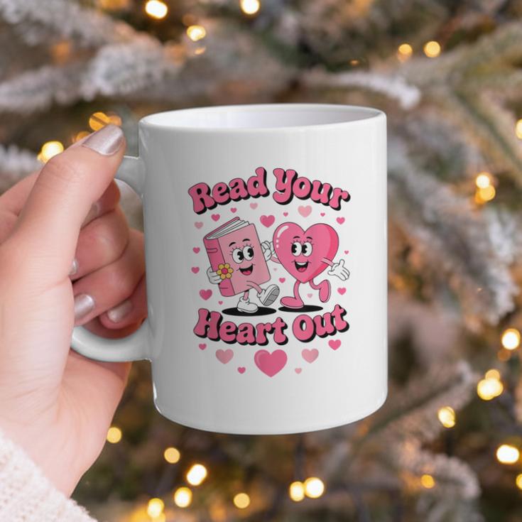 Book Lover Read Your Heart Out Teacher Kids Valentines Graphic Print Coffee Mug