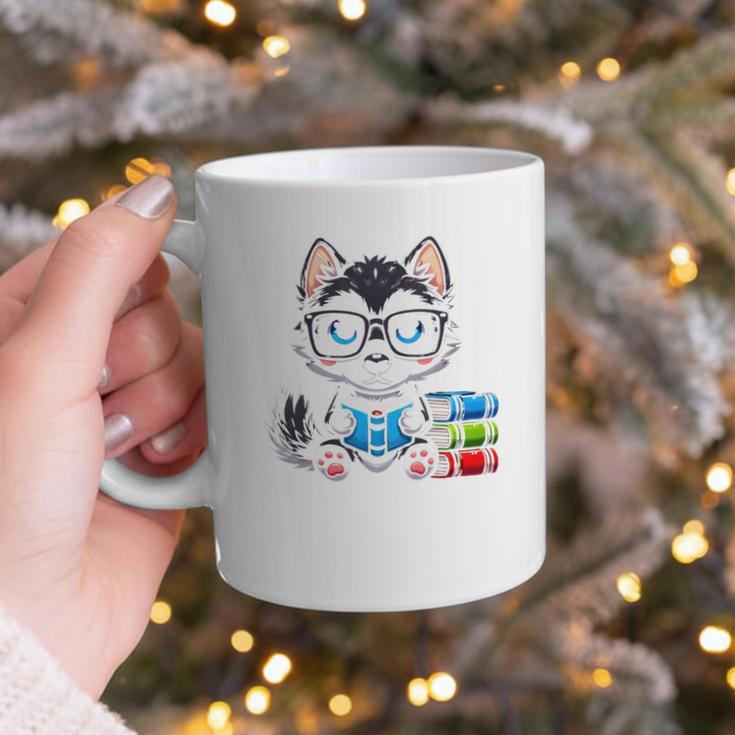 Book Lover Reading Husky Dog Graphic Print Coffee Mug