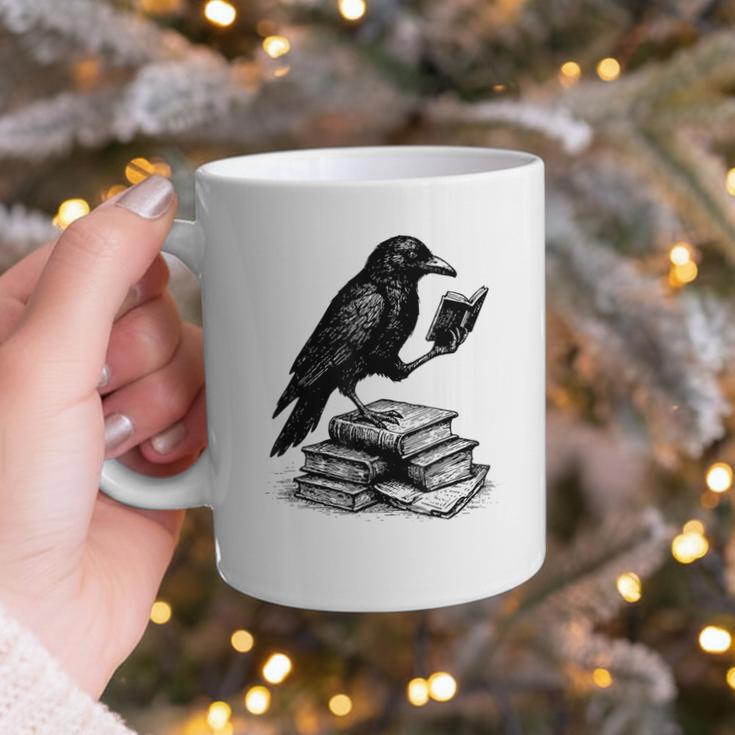 Book Raven Vintage Dark Academia Literature Reading Graphic Print Coffee Mug