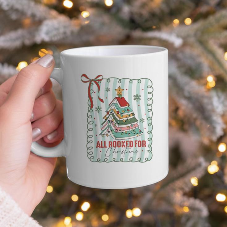 All Booked For Christmas Book Xmas Tree Coquette Bow Lights Graphic Print Coffee Mug