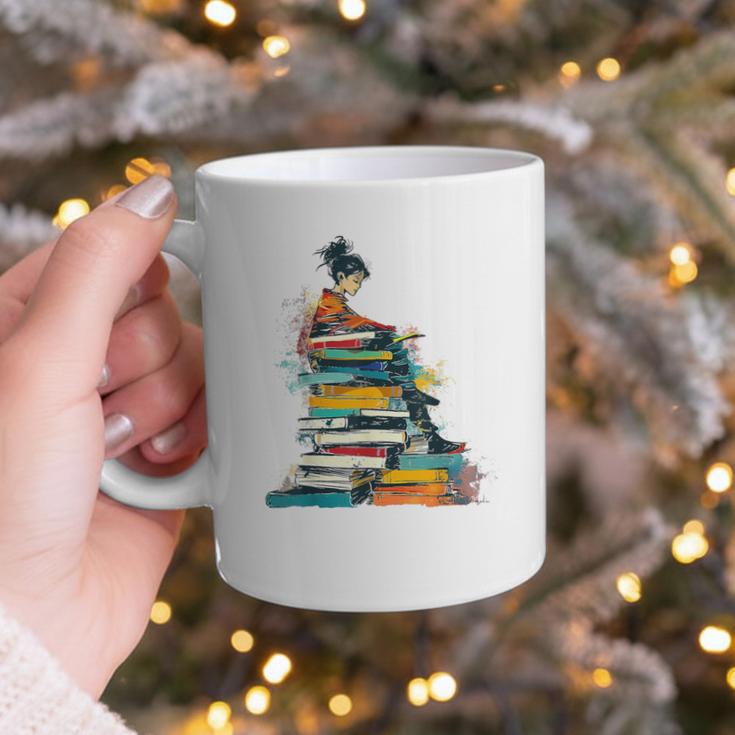 Books Abstract Artist Women Art Painting Books Graphic Print Coffee Mug