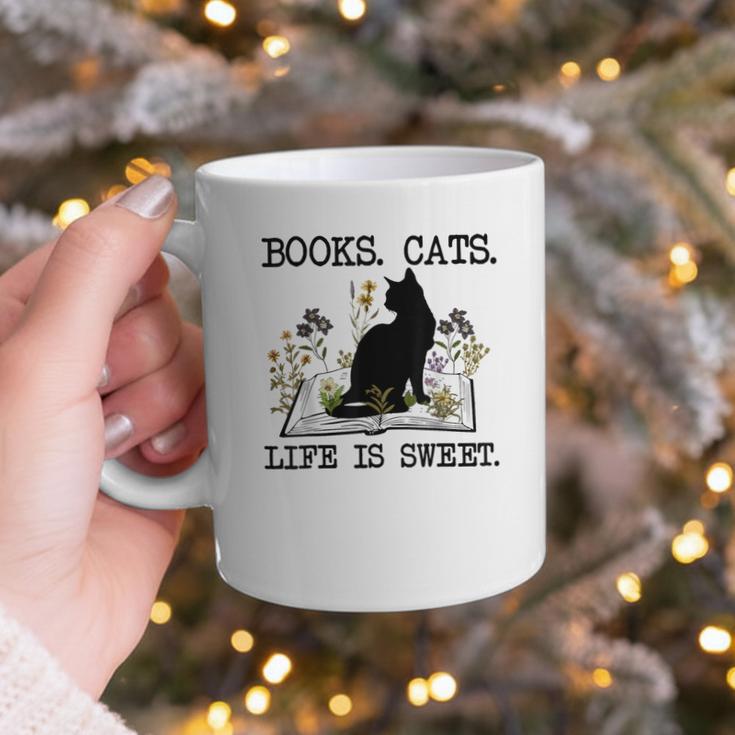 Books Cats Life Is Sweet Cat Book Lover Men Women Teen Graphic Print Coffee Mug