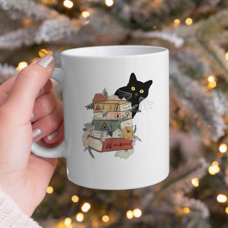 Cat And Books Flowers Reading Club Cat Lover Bookworm Graphic Print Coffee Mug