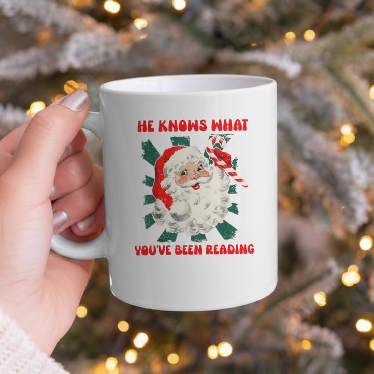 Christmas Bookish He Knows What You'Ve Been Reading Women Graphic Print Coffee Mug