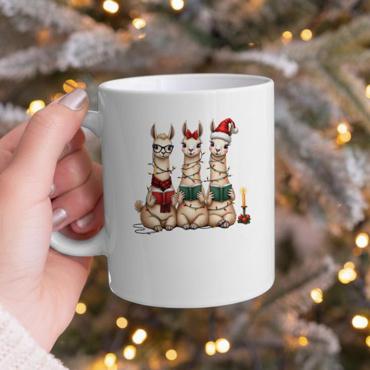Christmas Three Llamas Reading Reading Books Llama Lover Graphic Print Coffee Mug