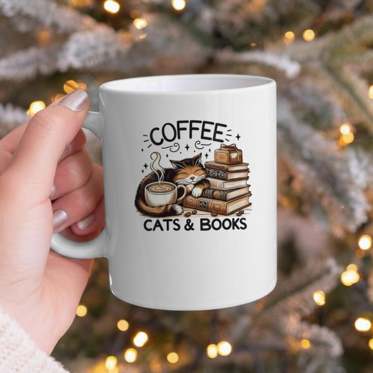 Cute Coffee Cats Books Lover Idea Women Men Kids Graphic Print Coffee Mug
