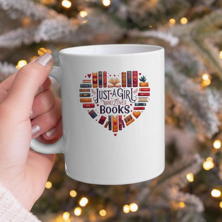 Cute Just A Girl Who Loves Books Heart Shape Reader Graphic Print Coffee Mug