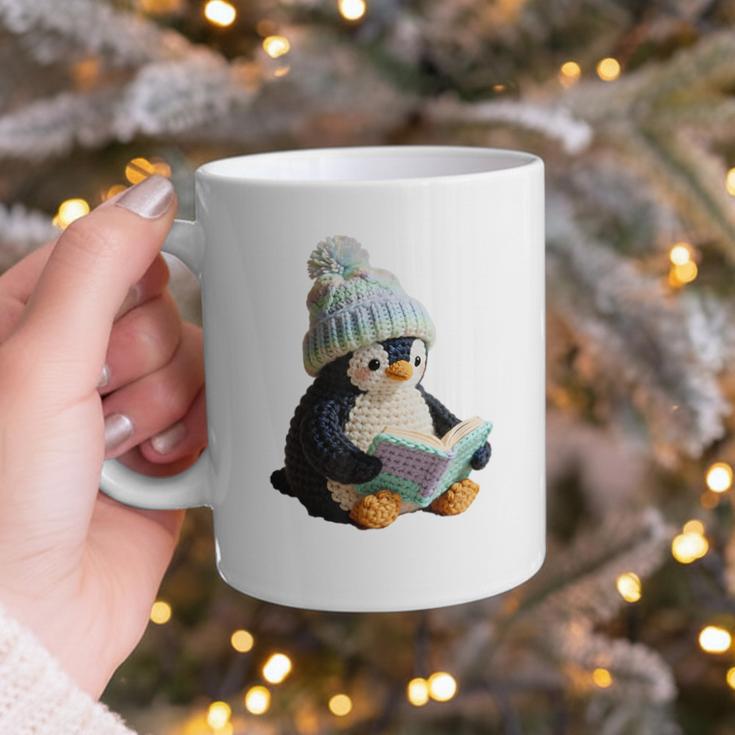 Cute Penguin Reading Book Faux-Crochet Print Graphic Print Coffee Mug Cute Penguin Reading Book Faux-Crochet Print Graphic Print Coffee Mug