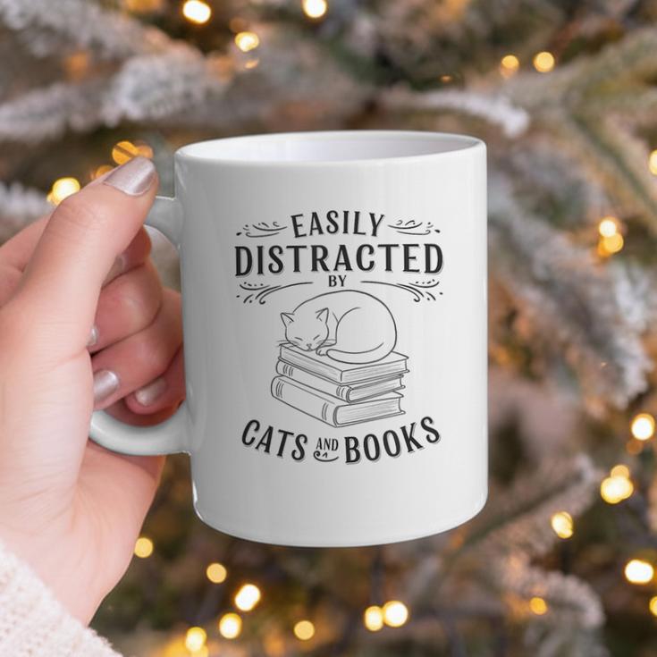 Easily Distracted By Cats And Books For Women Graphic Print Coffee Mug