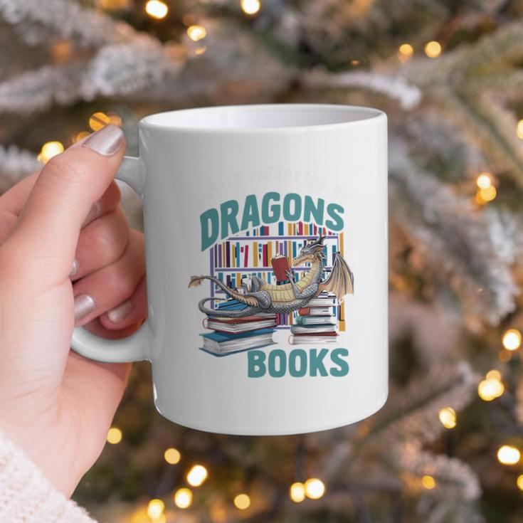 Easily Distracted By Dragons And Books Bookworm Graphic Print Coffee Mug