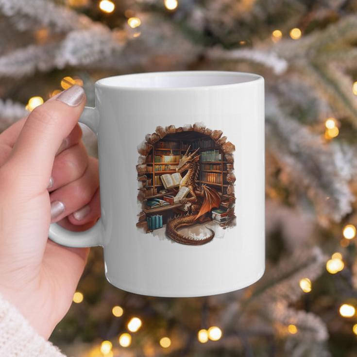 Fantasy Dragon Reading Book Lover Graphic Print Coffee Mug