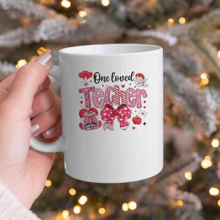 HUGvyn One Loved Teacher Valentine Book Heart Reading Bow Graphic Print Coffee Mug