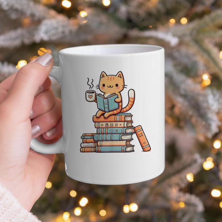 Kawaii Cat Coffee Books Teacher Men Women Girls Kids Graphic Print Coffee Mug