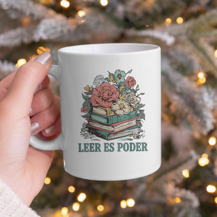Leer ES Poder Cute Floral Spanish Teacher Book Reading Graphic Print Coffee Mug