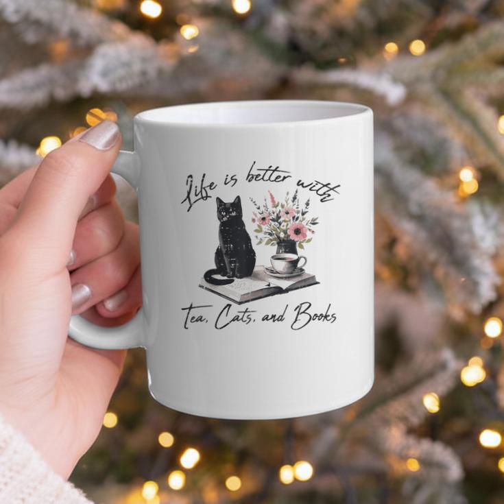 Life Better With 2 Cats Books Kitten Kitty Women Girls Kids Graphic Print Coffee Mug