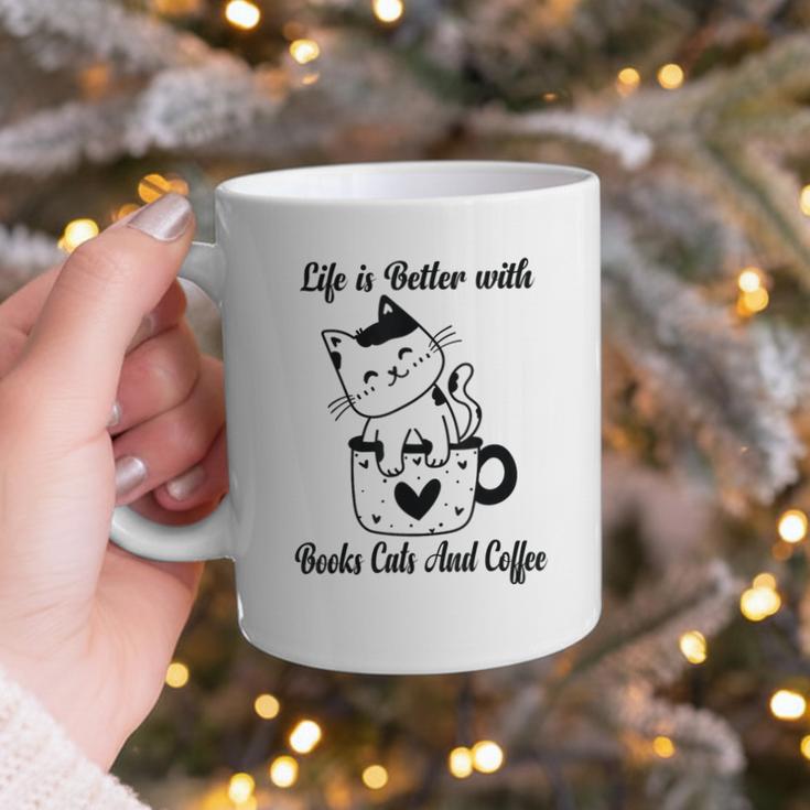Life Is Better With Books Cats And Coffee Shirt Graphic Print Coffee Mug Life Is Better With Books Cats And Coffee Shirt Graphic Print Coffee Mug