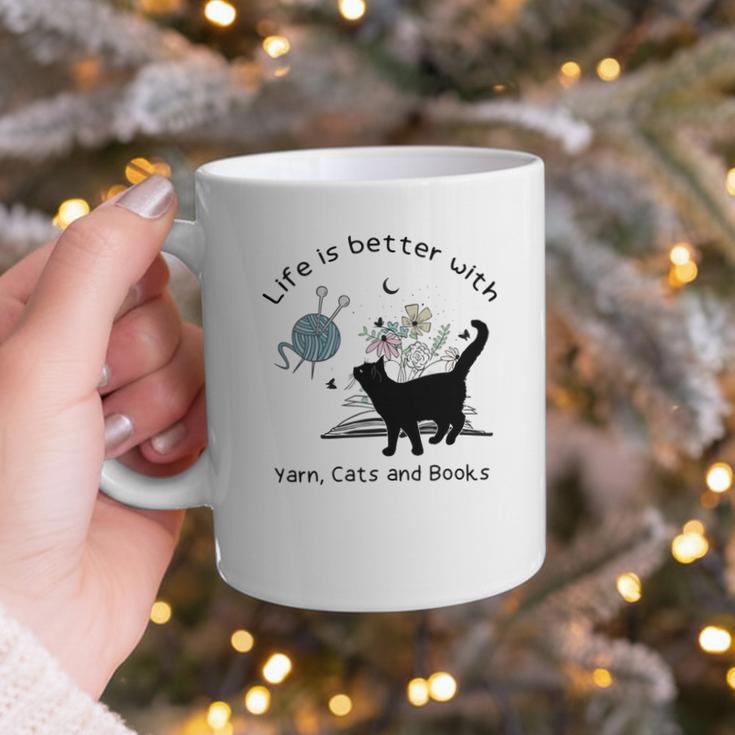 Life Is Better With Yarn Cats And Books Graphic Print Coffee Mug