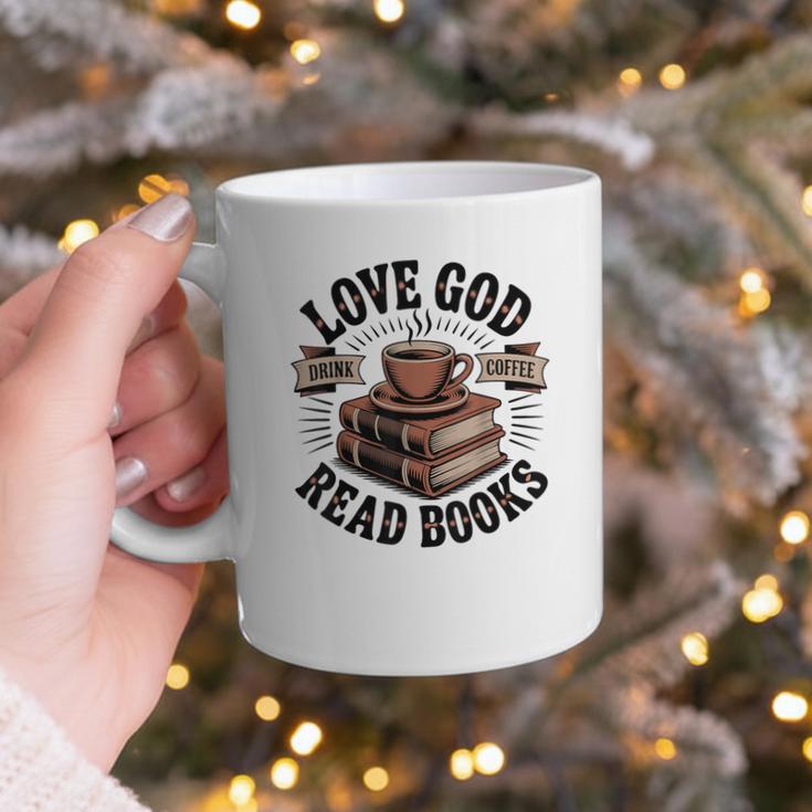 Love God Drink Coffee Read Books – Vintage Spiritual Reading Graphic Print Coffee Mug