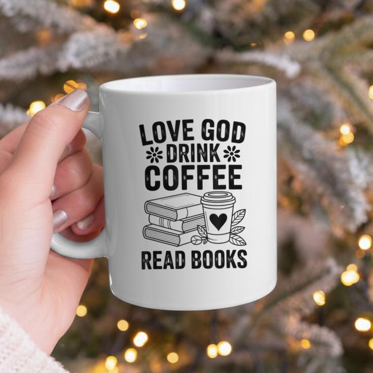 Love God Drink Coffee Read Books For Book Lovers Graphic Print Coffee Mug