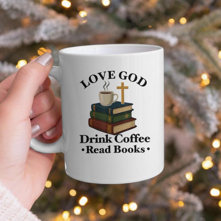 Love God Drink Coffee Read Books Lovers Jesus And Coffee Graphic Print Coffee Mug