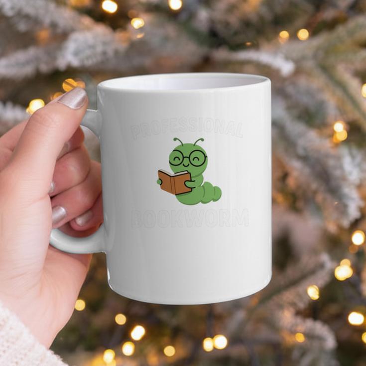 Professional Bookworm Reading Lover Cute Worm Glasses Book Graphic Print Coffee Mug