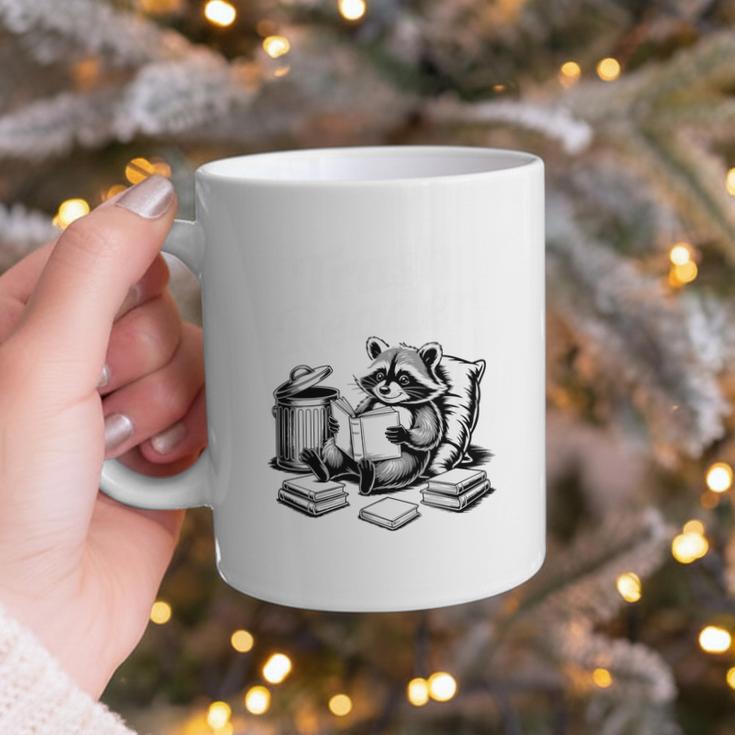 Raccoon Reading A Book Vintage Trash Reader Graphic Print Coffee Mug