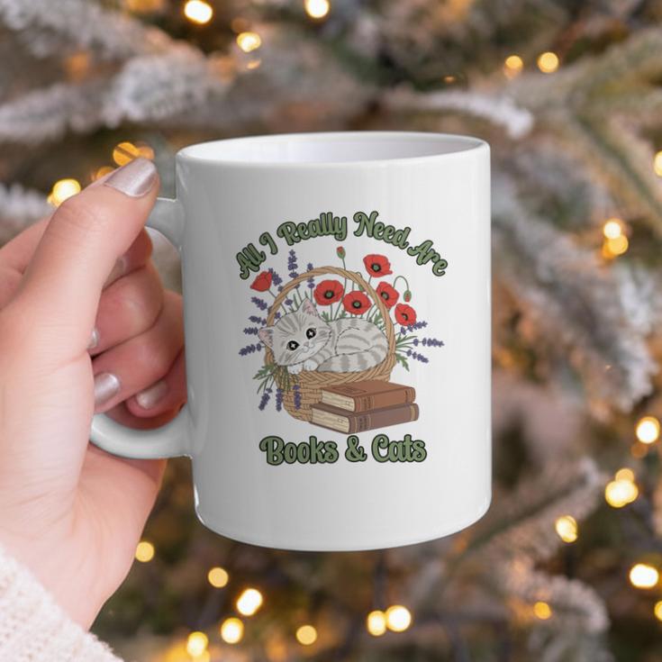 All I Really Need Are Books And Cats Book Lover Tee Graphic Print Coffee Mug