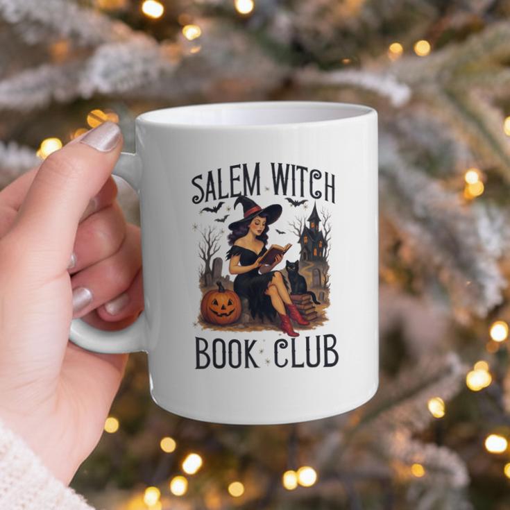 Salem Witch Book Club Bookish Retro Halloween Cat Graphic Print Coffee Mug
