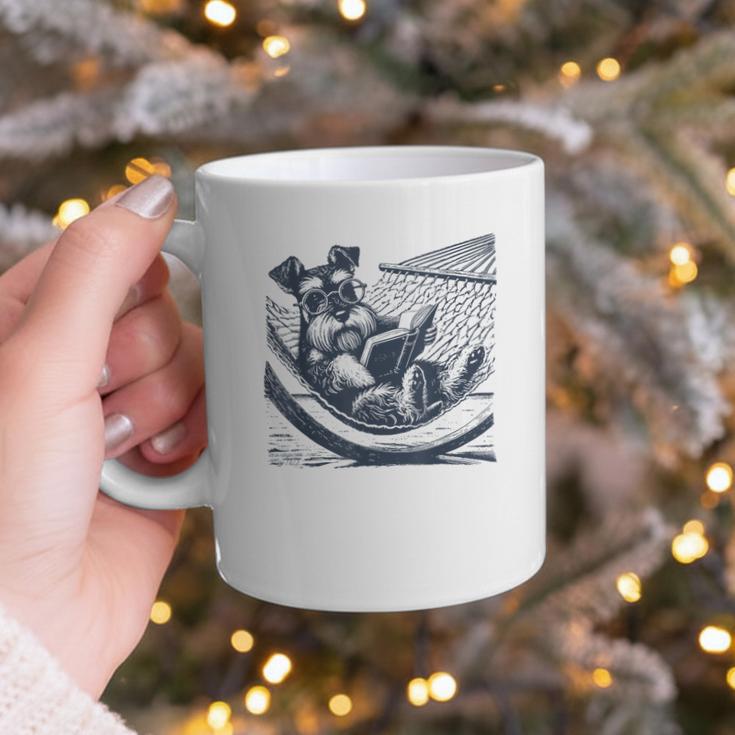 Schnauzer Hammock Reading Book Schnauzer Glasses Graphic Print Coffee Mug