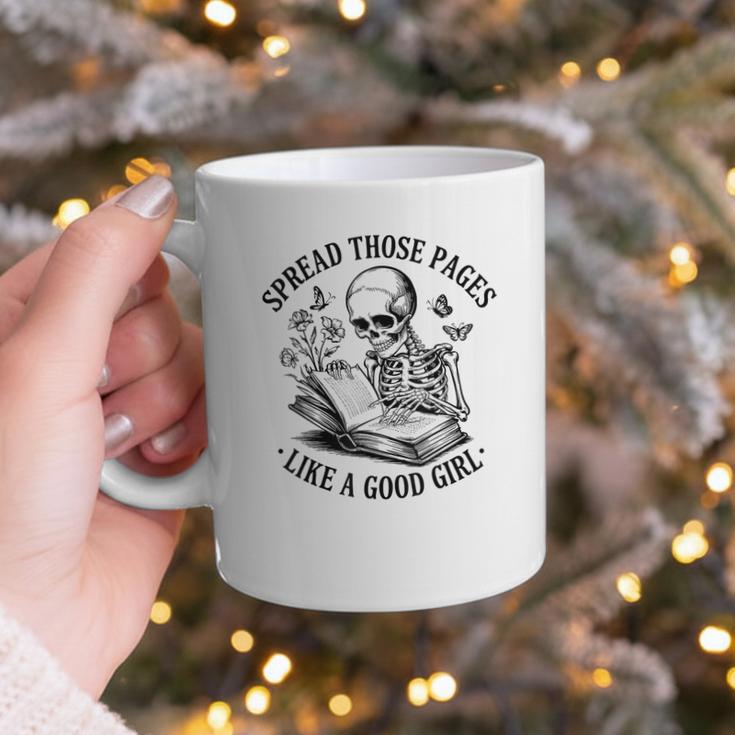 Spread Those Pages Like A Good Girl Skeleton Floral Book Graphic Print Coffee Mug