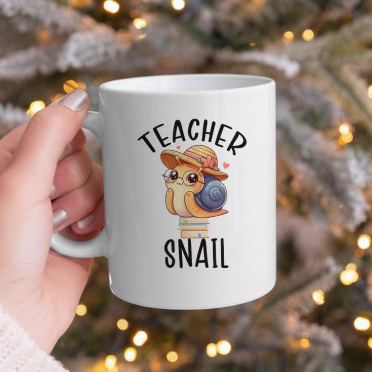 Teacher Snail With Glasses On Books Cute Pre-K Kindergarten Graphic Print Coffee Mug
